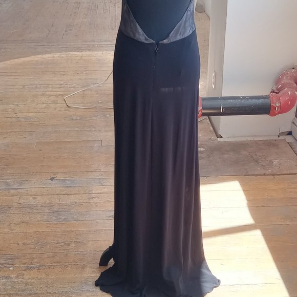 Black slinky sheer open back long maxi length dress - Picture 8 of 11